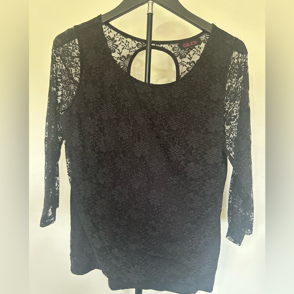 GLO Jeans Black Floral Lace Blouse
